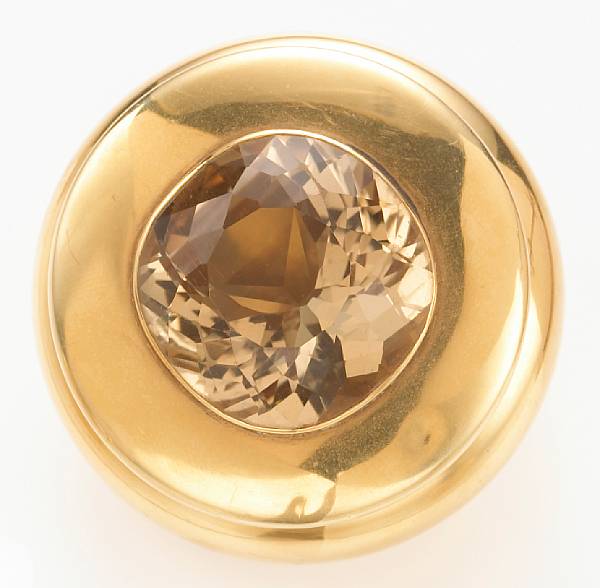 Appraisal: A citrine and k gold box with one citrine mounted