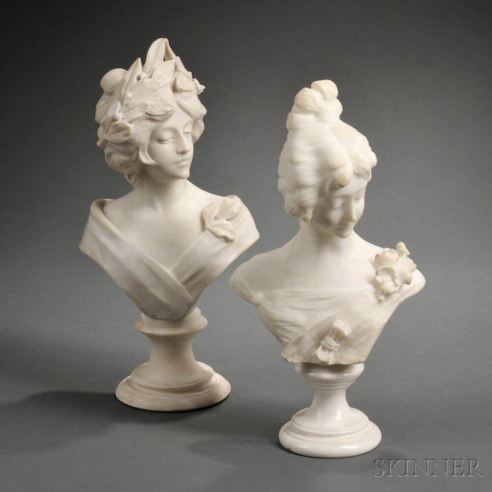 Appraisal: Italian School Late th Early th Century Two Alabaster Busts