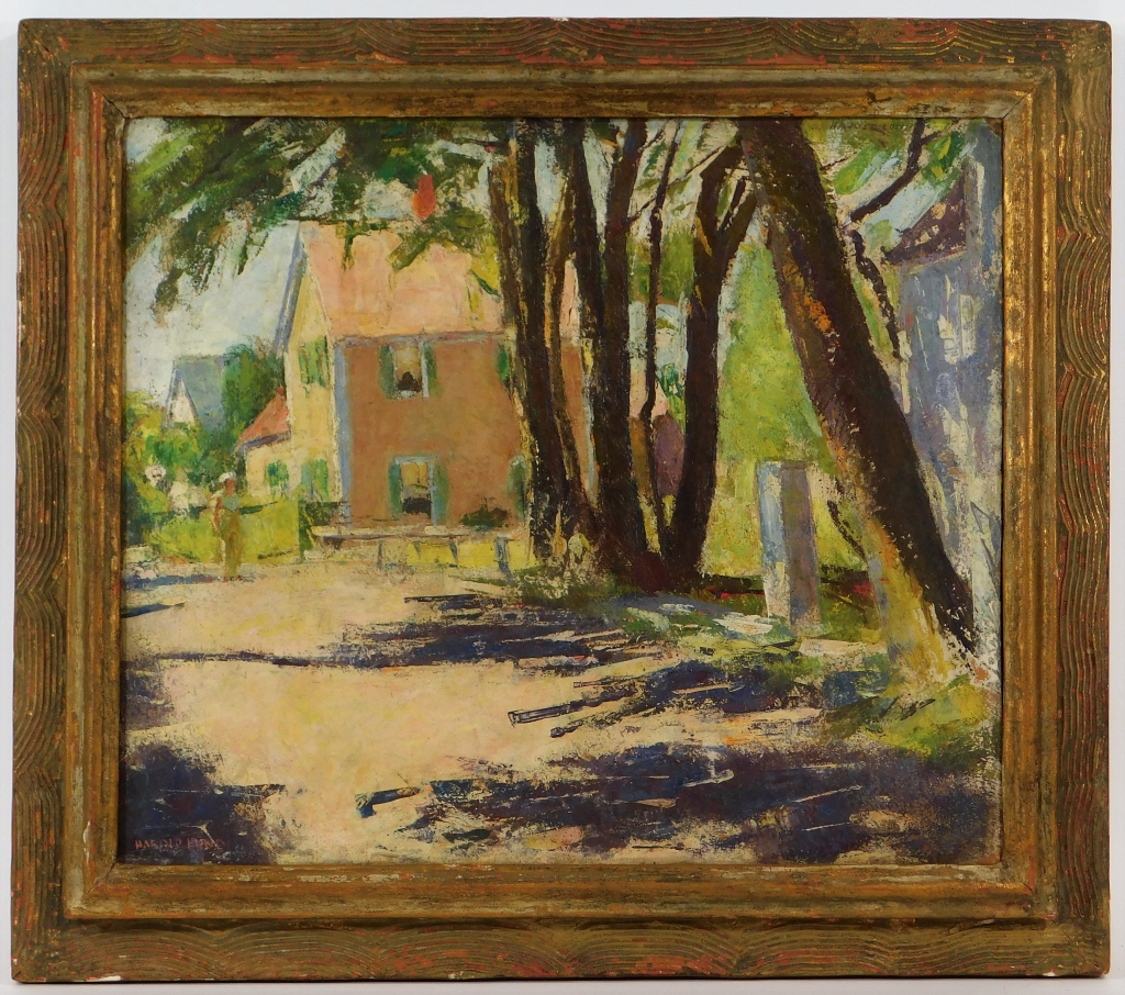 Appraisal: HAROLD LUND IMPRESSIONIST SUBURBAN SUMMER PAINTING New York - Impressionist