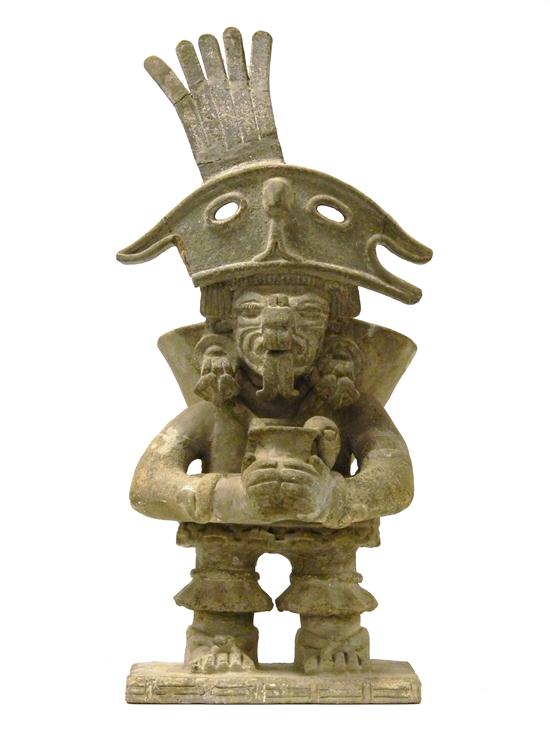 Appraisal: Large Pre-Columbian Rain God white clay figure with pierced crown