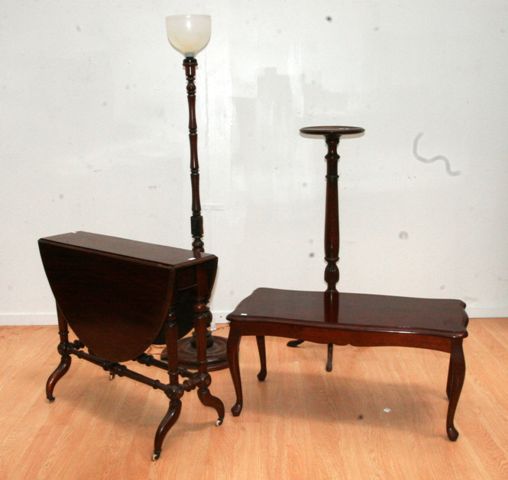 Appraisal: An Edwardian Sutherland table together with a standard lamp a