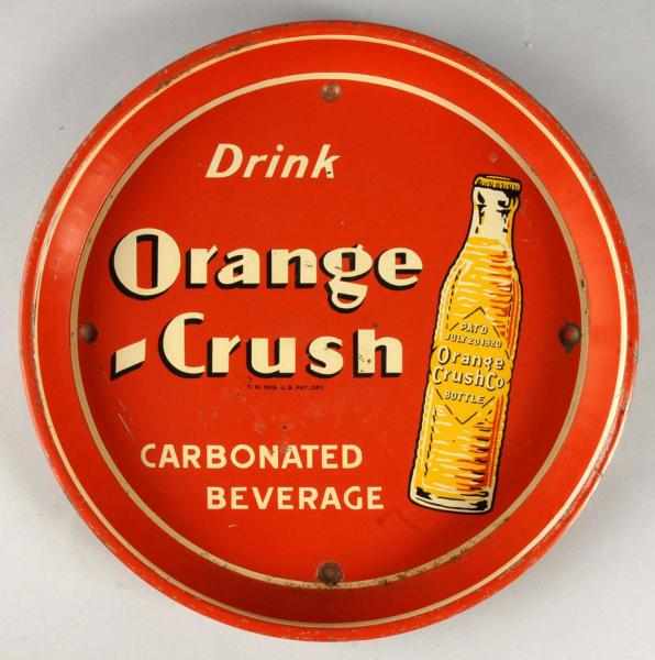 Appraisal: Scarce Tin Orange Crush Round Serving Tray Description Features a