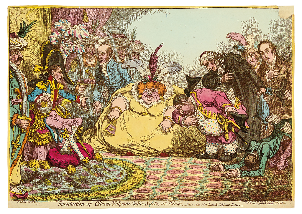 Appraisal: GILLRAY JAMES Introduction of Citizen Volpone his Suite at Paris