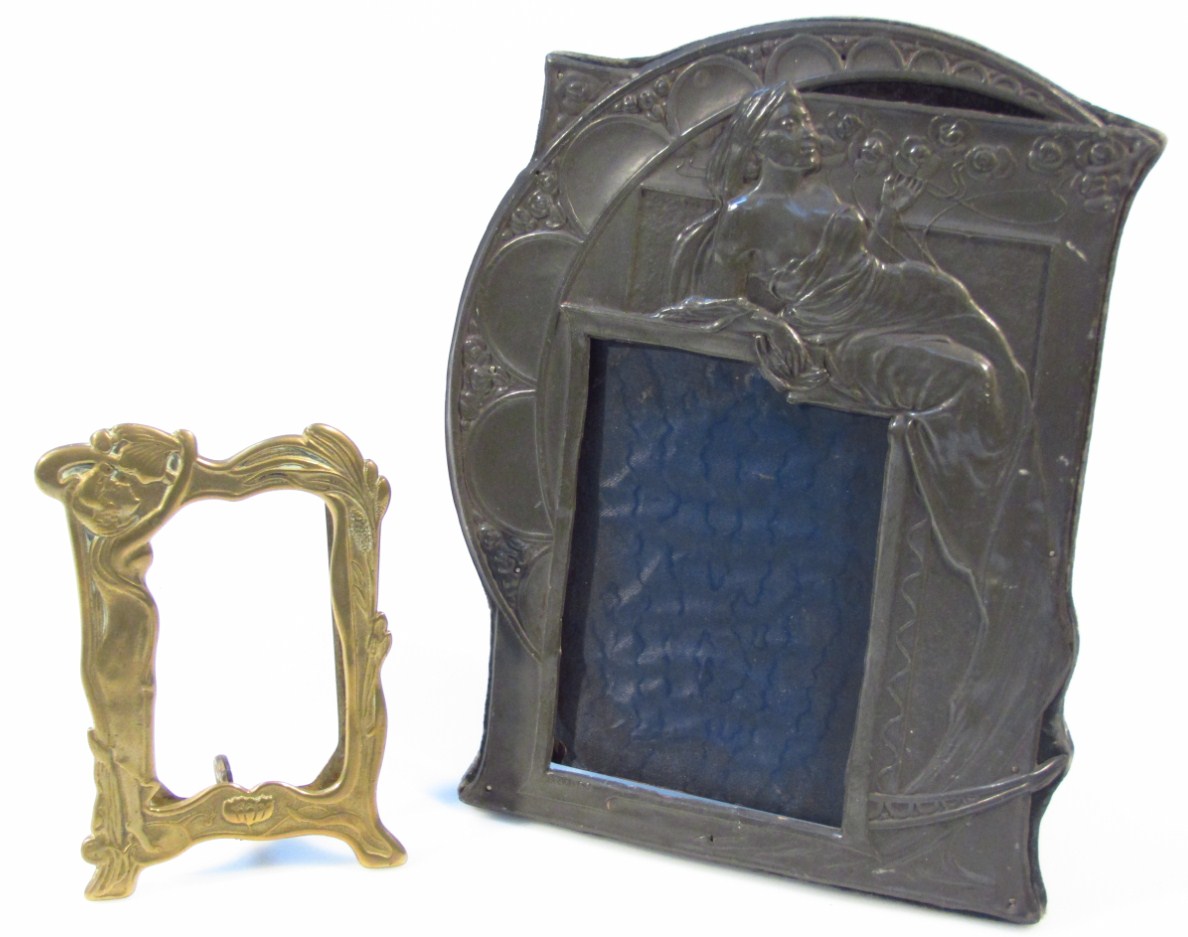 Appraisal: A thC pewter Art Nouveau frame registered no raised with