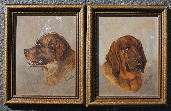 Appraisal: th C DOG PORTRAITS SIGNED C TRESSIDER Oil B ''