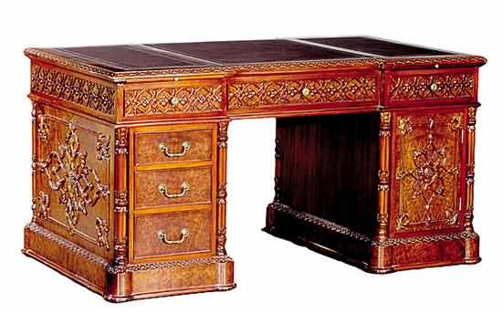 Appraisal: Chippendale style carved mahogany partners' desk stepped and molded top