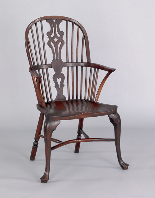 Appraisal: Georgian oak windsor armchair mid th c the underside retaining