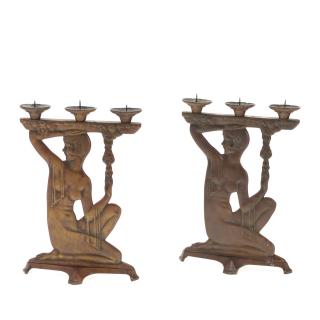 Appraisal: Emory P Seidel pair candelabra Emory P Seidel pair candelabra