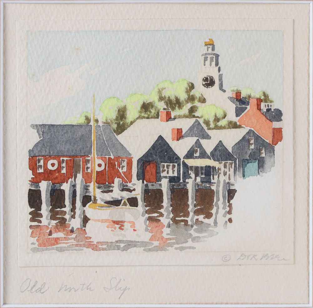 Appraisal: Doris and Richard Beer Miniature Nantucket Watercolor Old North Slip