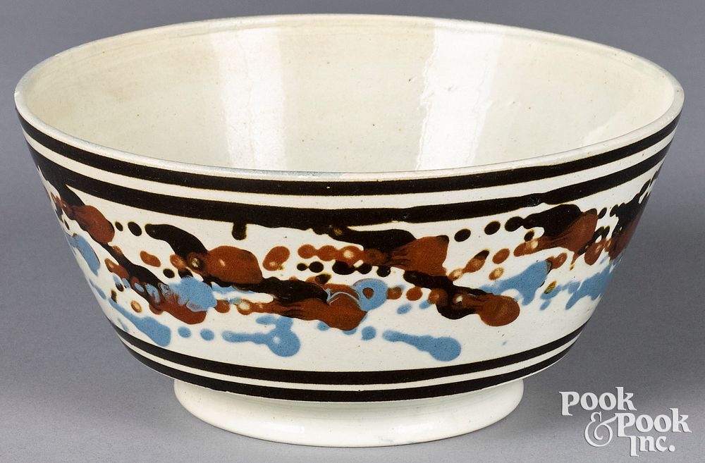 Appraisal: Mocha bowl Mocha bowl with brown tan and blue splotch