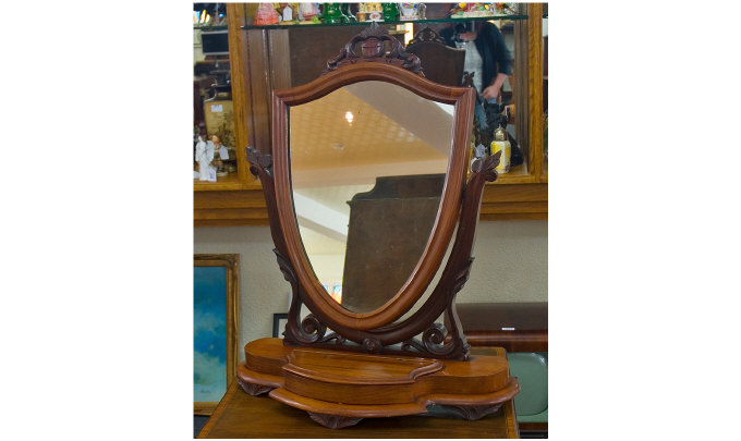 Appraisal: Victorian Mahogany Dressing Table Mirror The Shield Shaped Swing Mirror