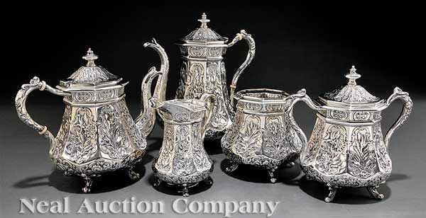 Appraisal: A Handsome American Coin Silver Coffee and Tea Service Gelston