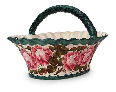 Appraisal: WEMYSS LARGE BASKET EARLY TH CENTURY decorated with cabbage roses