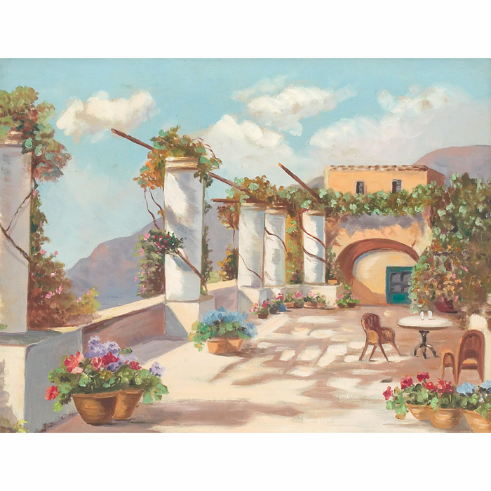 Appraisal: Giuseppe Salvati American b Italian Terrace Scene c oil on