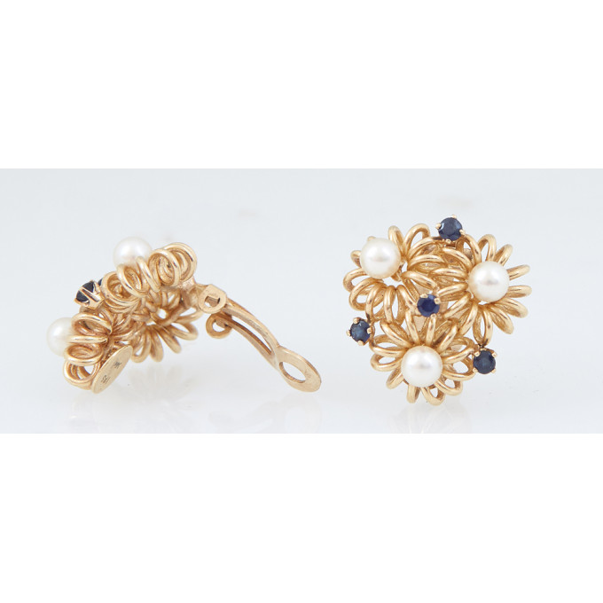 Appraisal: Pair of K Yellow Gold Clip Earrings mid th c