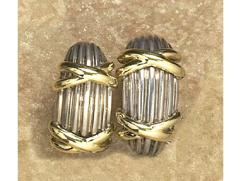 Appraisal: DAVID YURMAN EARRINGS Sterling fluted design clip earrings with double