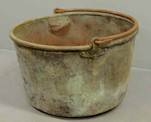 Appraisal: Copper apple butter kettle th c with dovetailed construction and