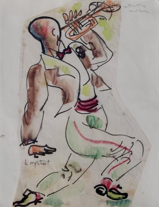 Appraisal: Stephen Longstreet American - Strutter and Horn Watercolor on paper