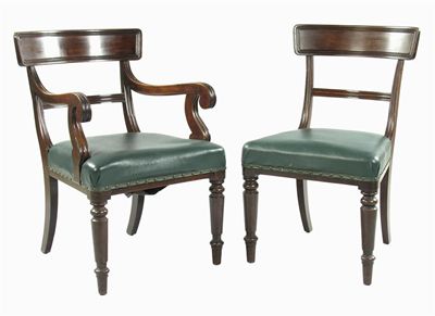 Appraisal: A set of six William IV mahogany dining chairs with