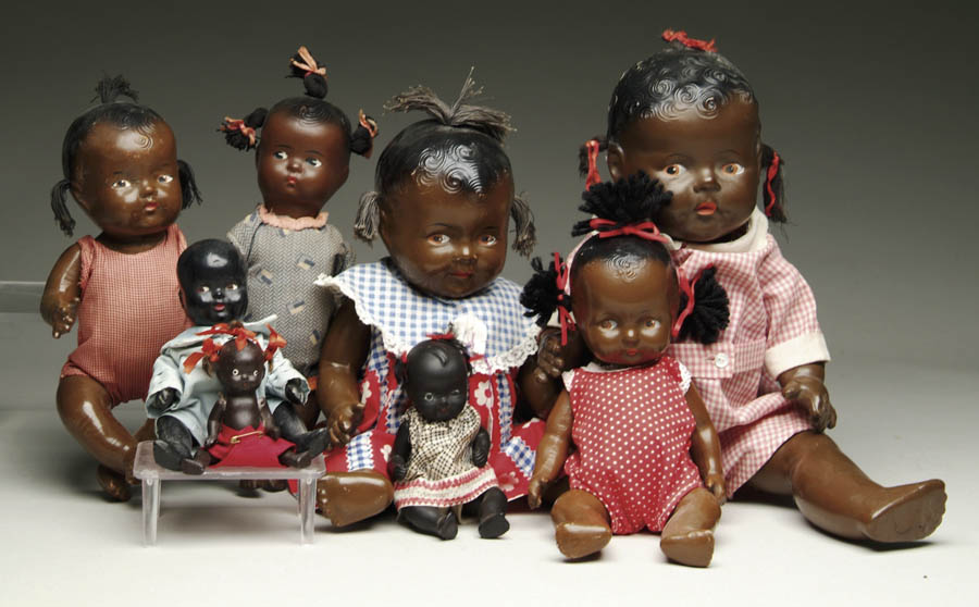 Appraisal: LOT OF BLACK COMPOSITION DOLLS Five Topsie Toddlers the largest