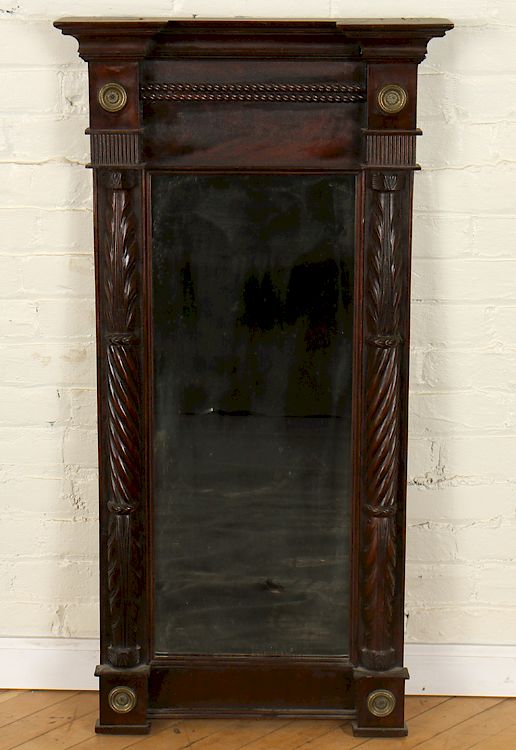 Appraisal: TH CENTURY MIRROR WITH BRONZE MEDALLIONS A nineteenth century Federal