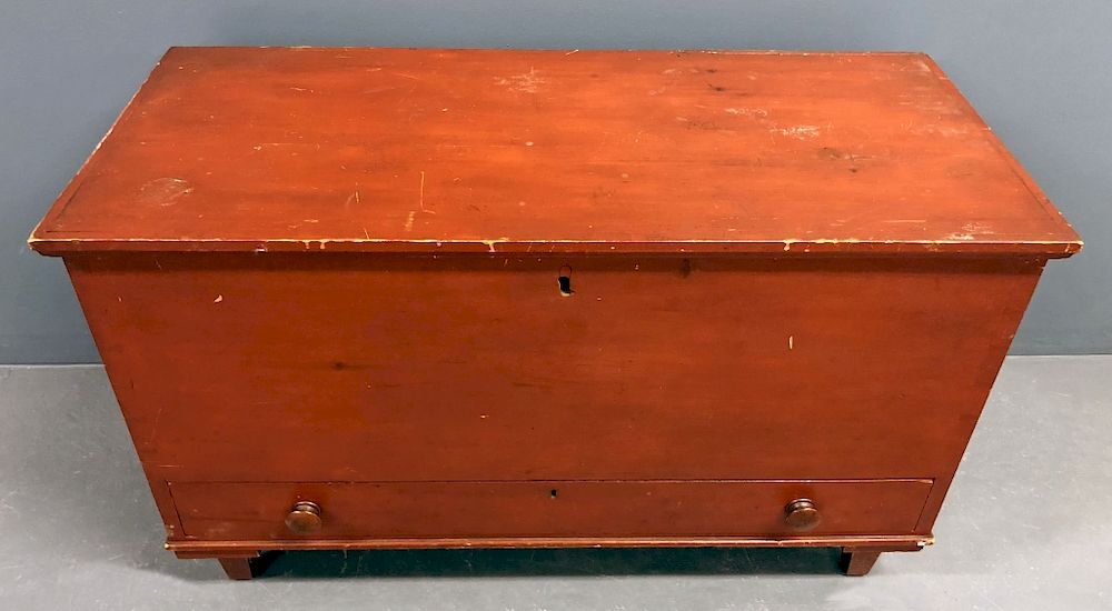 Appraisal: New England Red Painted Blanket Chest New England red painted