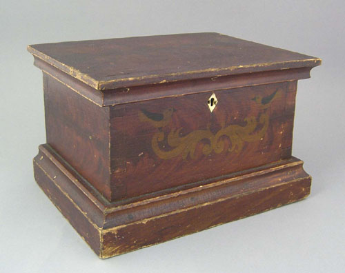 Appraisal: Painted pine dresser box th c the front adorned with