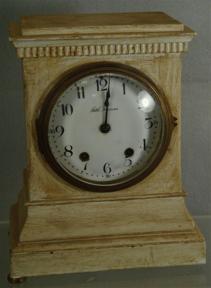 Appraisal: Seth Thomas wood mantle clock porcelain dial h runs pendulum