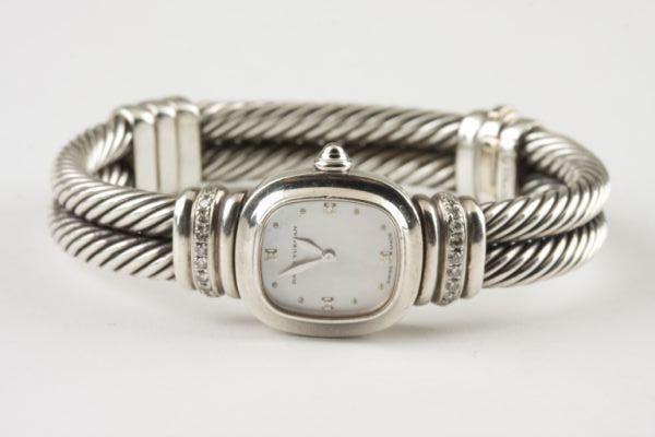 Appraisal: Sterling Silver and Diamond Watch David Yurman with mother of