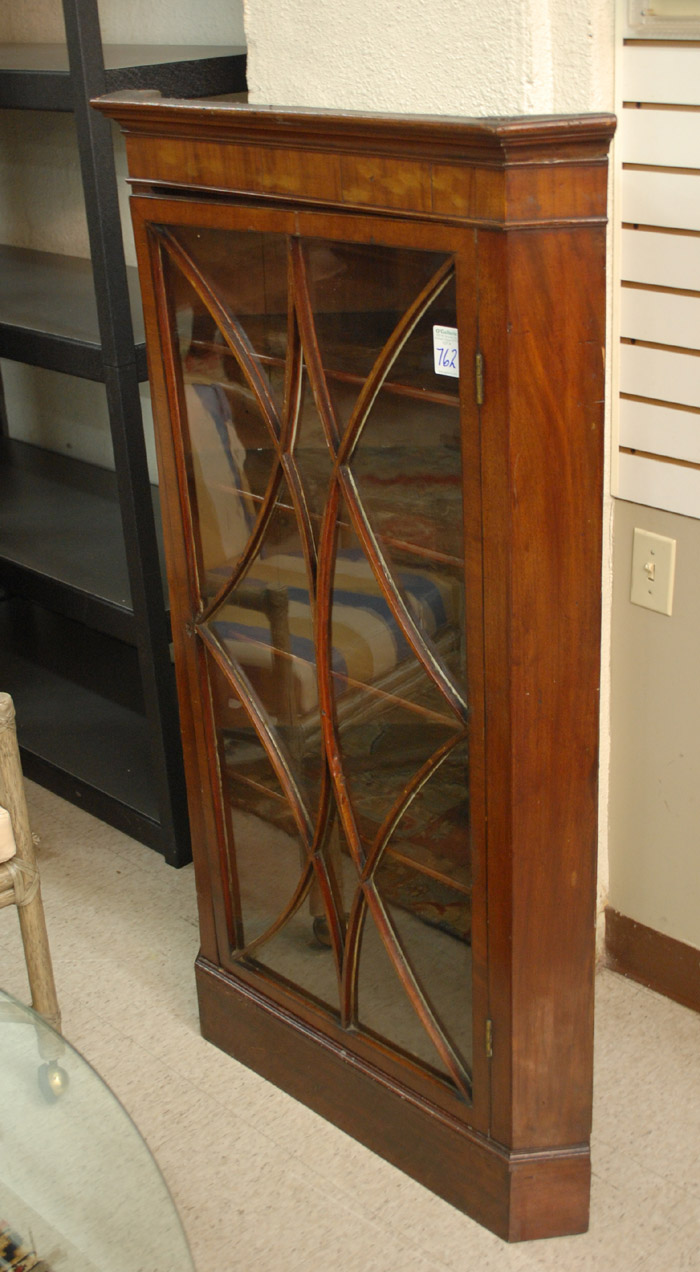 Appraisal: GEORGE III MAHOGANY CORNER CUPBOARD English early th century having