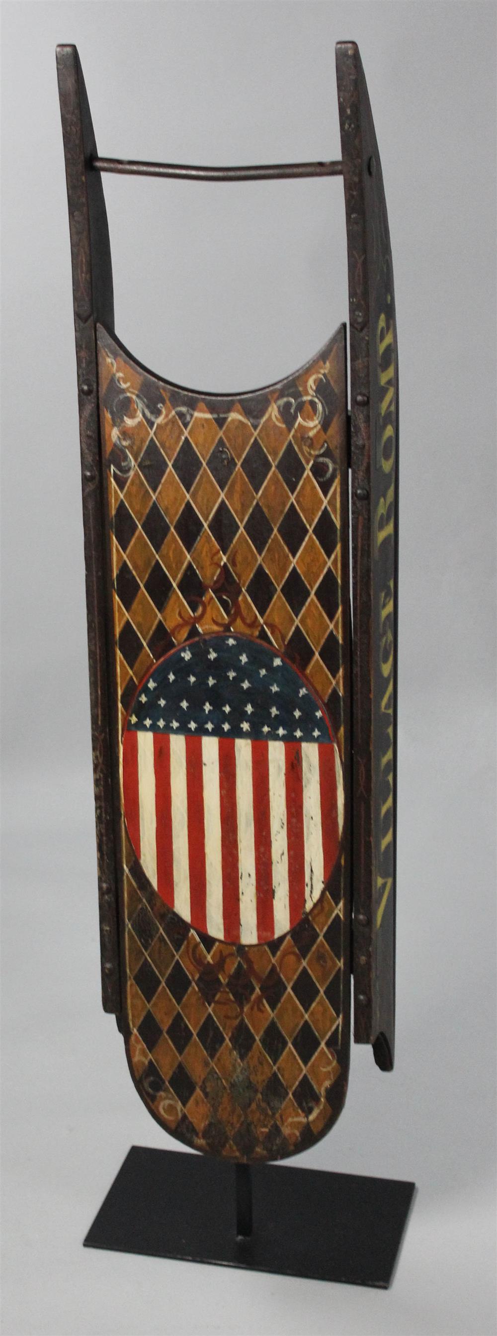 Appraisal: AMERICAN PATRIOTIC PAINT DECORATED AND LABELED VILLAGE ROMP SLED the