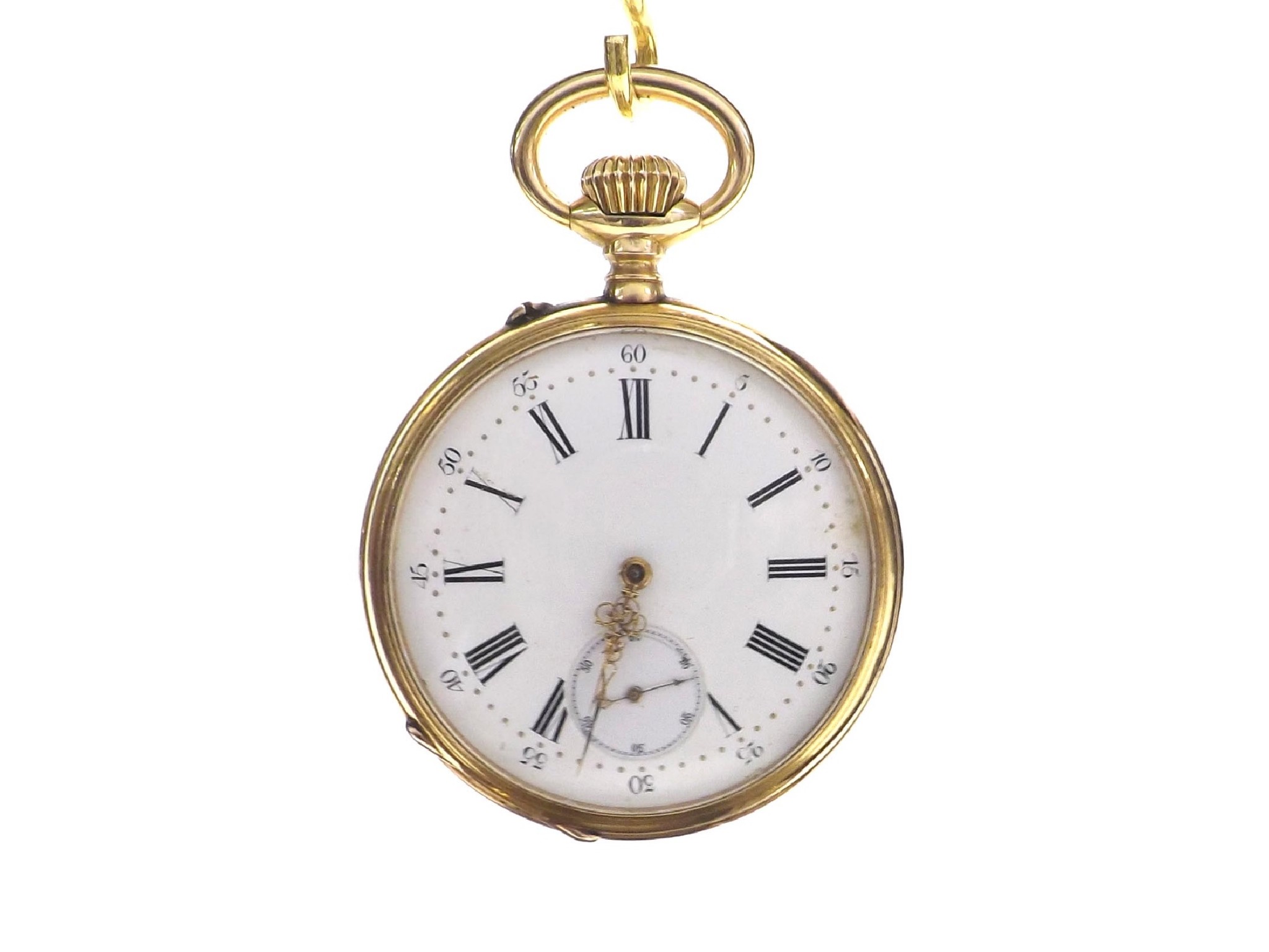 Appraisal: Continental k lever open face pocket watch gilt jewel bar