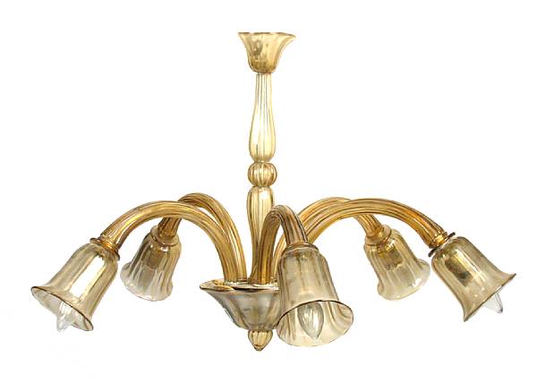 Appraisal: A Venetian glass five-light chandelier height in diameter in