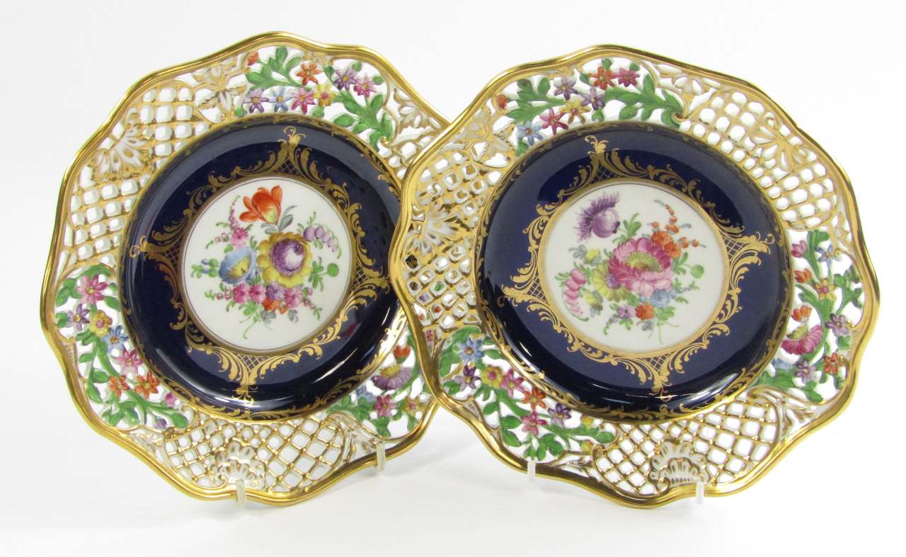 Appraisal: A pair of Meissen porcelain plates painted with flowers against