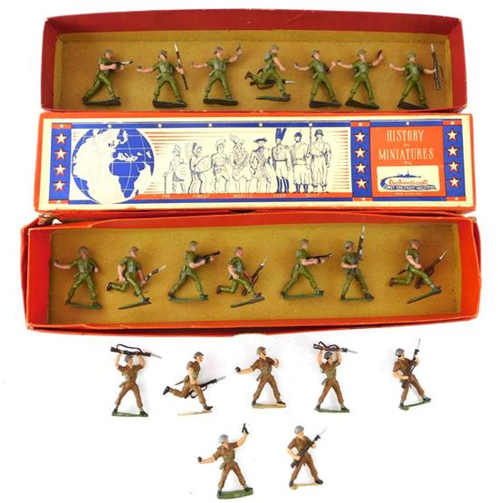 Appraisal: TOYS Twenty-one Authenticast WWII British Infantry in combat poses mid