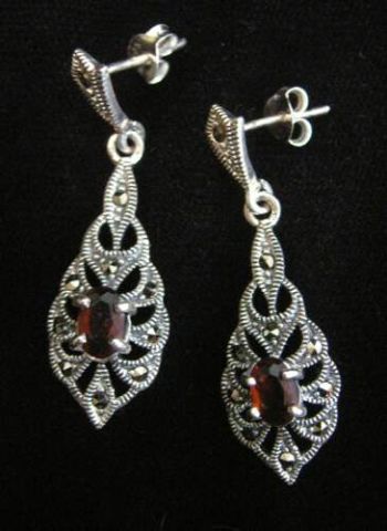 Appraisal: GARNET CRYSTAL STERLING DANGLE EARRINGS