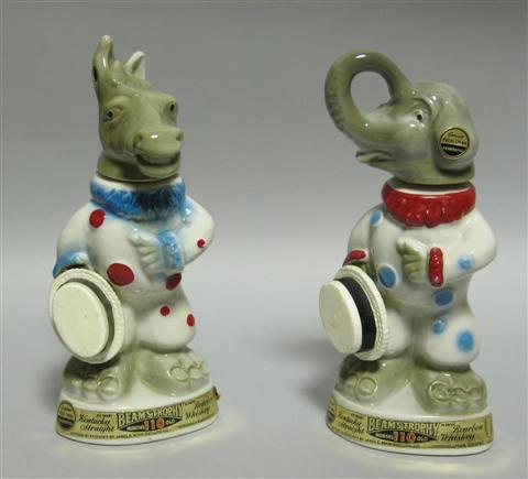 Appraisal: JIM BEAM PORCELAIN POLITICAL BOURBON CONTAINERS In the shape of