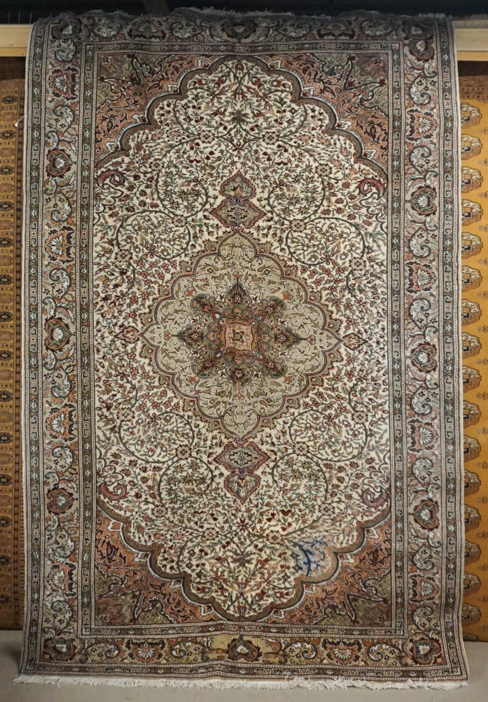 Appraisal: Ivory Ground Tabriz Rug Approximately ft x ft in