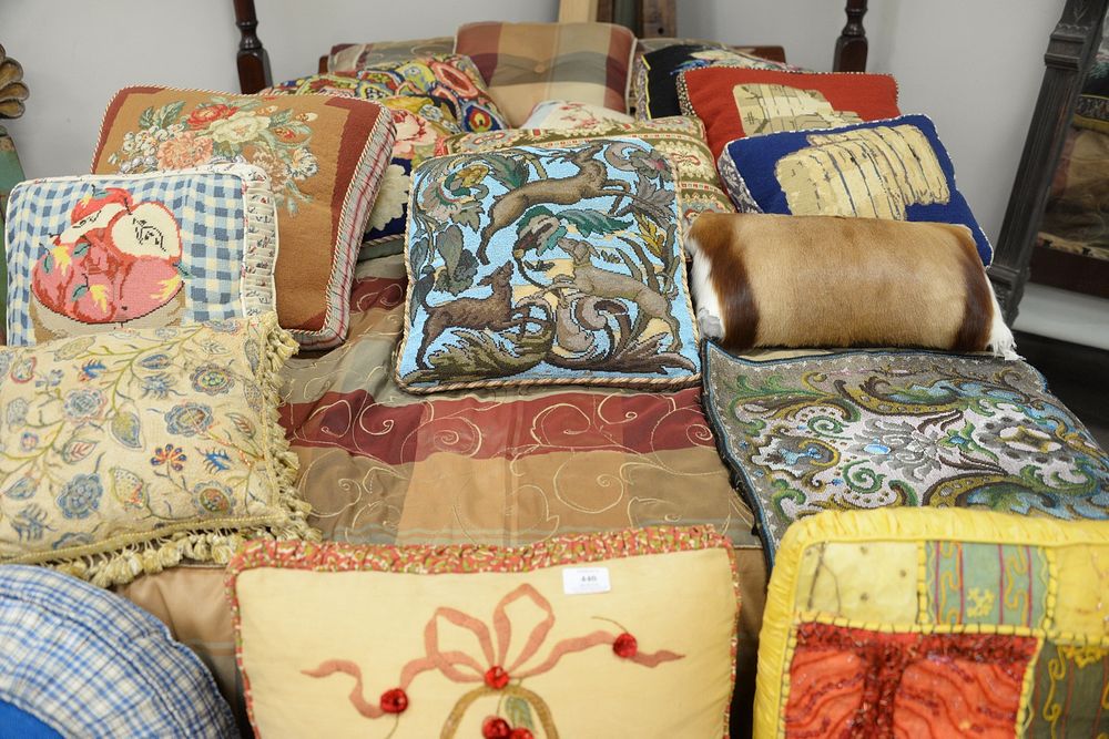 Appraisal: Sixteen Piece Lot of Pillows to include beadwork needlework and