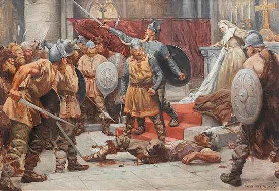 Appraisal: Anton Otto Fischer American German - Viking Disagreement Anton Otto