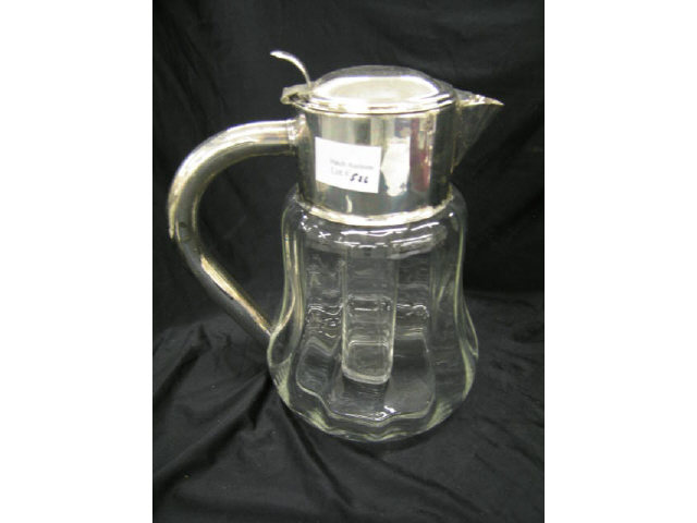 Appraisal: Silverplate Crystal Iced Beverage Pitcher with ice keeper insert