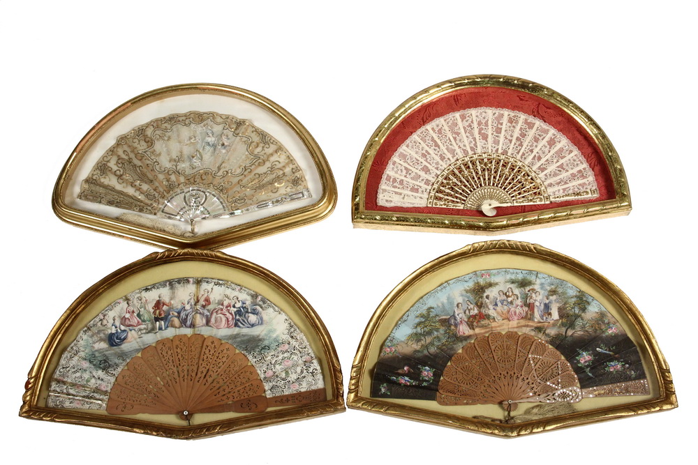 Appraisal: FRAMED HAND FANS - th to early th c Hand