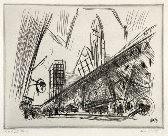 Appraisal: JOHN MARIN Downtown New York the El Drypoint x mm