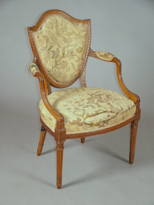 Appraisal: A Neo-classical style beechwood and carved ladies open armchair late