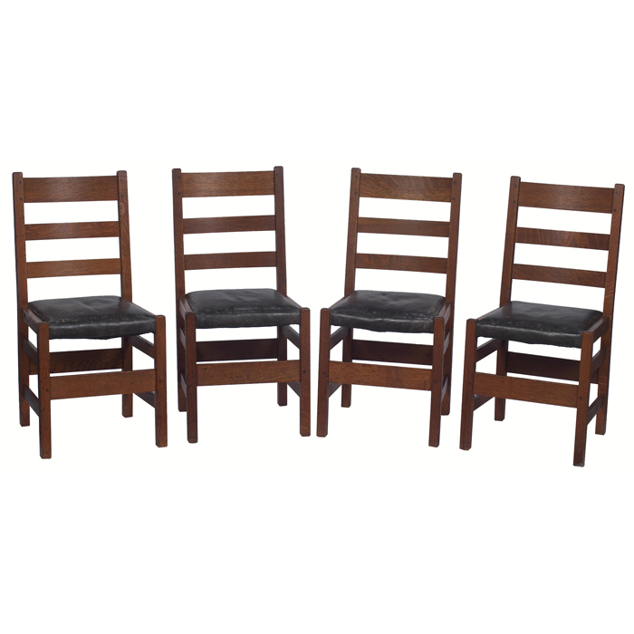 Appraisal: L and JG Stickley side chairs set of four three