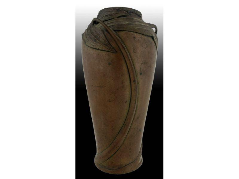 Appraisal: Arts Craft Bronze Vase Description '' T Floral relief design