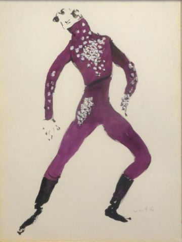 Appraisal: VERTES Marcel Gouache on Paper Costume Design Signed in pencil