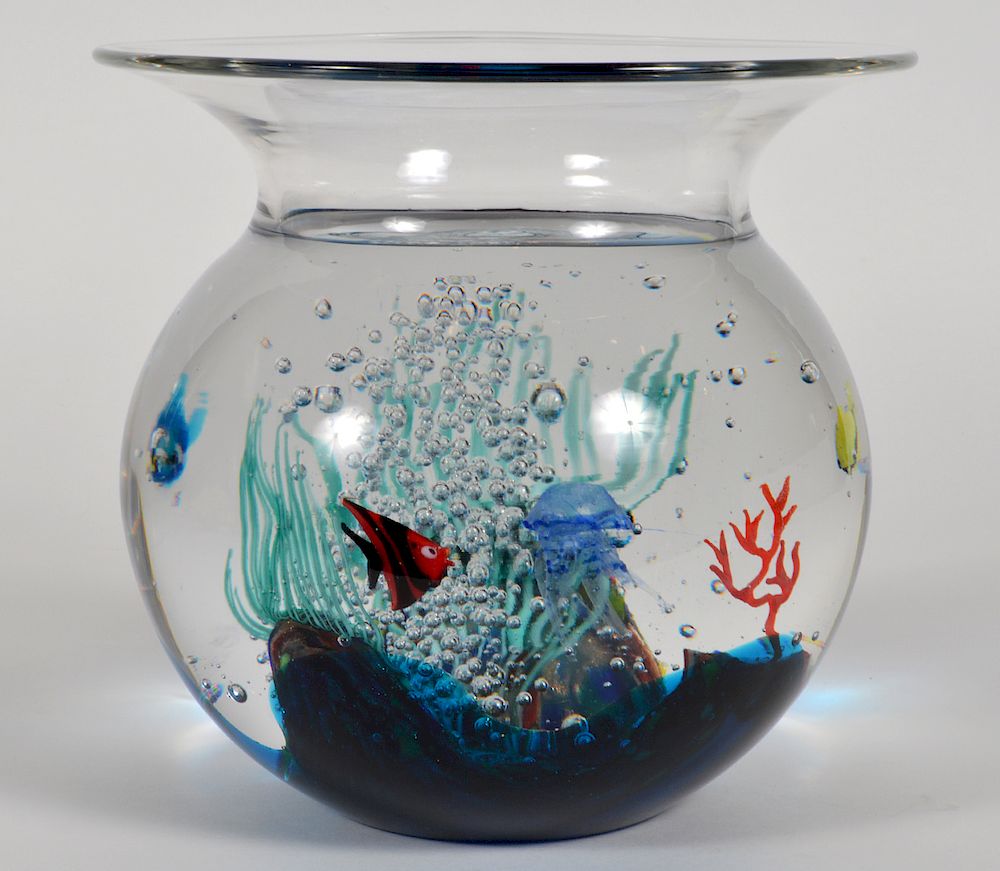 Appraisal: Elio Raffaeli Murano Glass Aquarium Fish Bowl Italian Elio Raffaeli