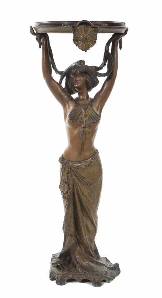 Appraisal: A French Art Nouveau Bronze Figural Pedestal Lucien Alliot -