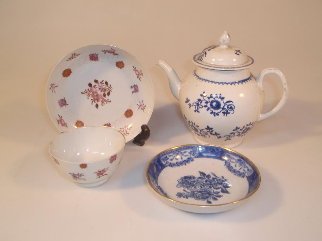 Appraisal: An thC English porcelain tea bowl and saucer with a